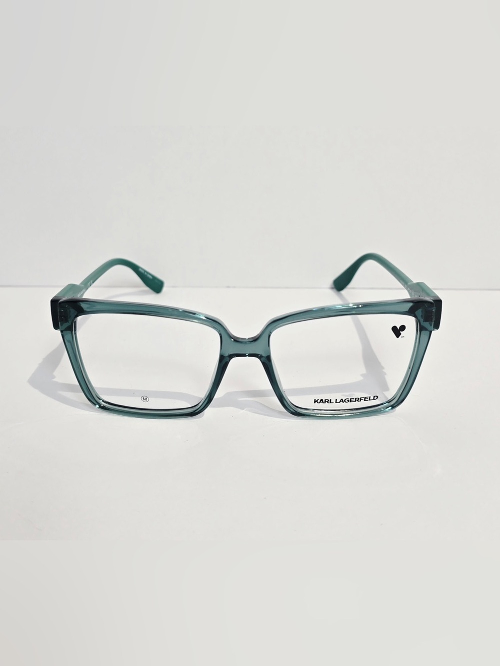 Karl Lagerfeld Teal Green Square Eyeglass Frames with Pouch